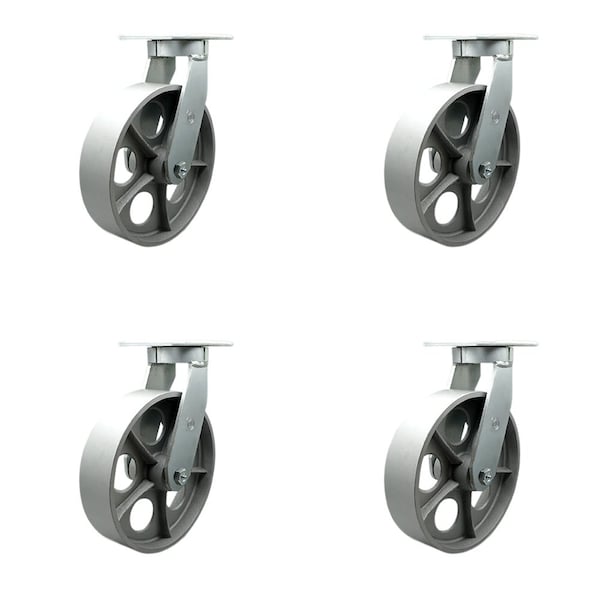 Service Caster 10'' Heavy Duty Semi Steel Cast Iron Caster Set with Swivel Locks , 4PK CRAN-SCC-KP92S1030-SSR-BSL-4 - main